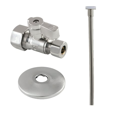 Kingston Brass Toilet Supply Kit, 58 OD x 38 OD Comp Straight Valve, Brushed Nickel KF53358TKF20